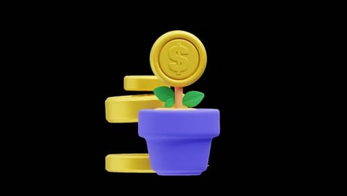 3D Plant Coins Animation
