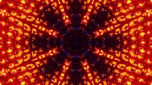Hypnotic Glowing Red Blue Kaleidoscope Loop