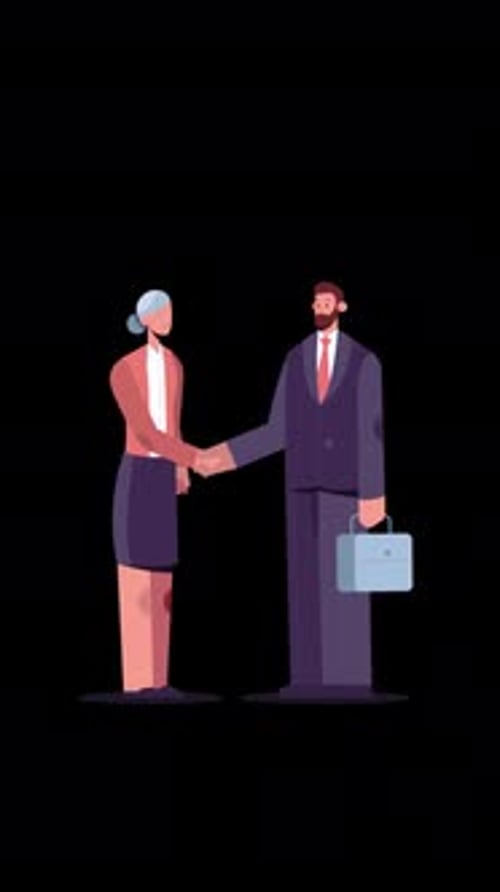 2d Business Deal Cartoon Vertical Animation Alpha Channel