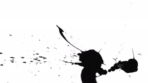 Hison Collection: A solo splat of ink on surface from below shot in 4k