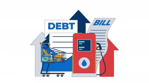 Rising debt and inflation economic 2D animation
