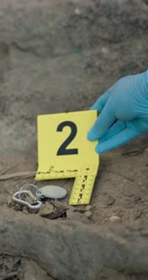 Evidence at Crime Scene with Evidence Marker