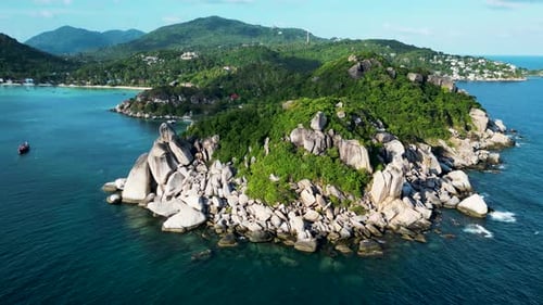 Aerial view of Ko Tao island, Ko Pha-ngan District, Thailand.