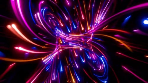 Vibrant Neon Light Trails Abstract Motion Background