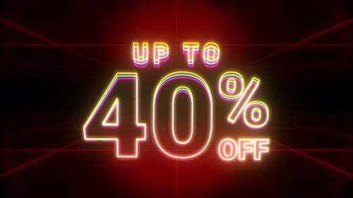 Vibrant Neon 40 Percent Off Sale Text Reveal