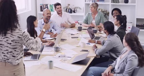 4k video footage of a group of businesspeople having a meeting in a modern office