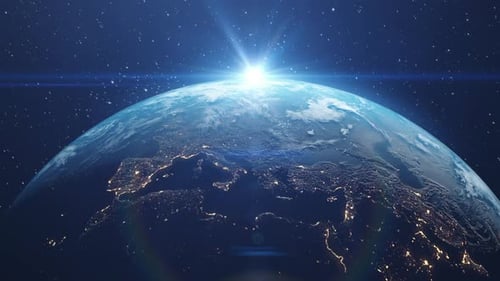 Nightly Earth Planet in Outer Space City Lights and Night Countries From Galaxy Life of People Solar