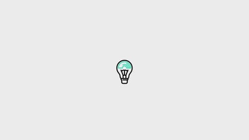 Animated Flat Design Lightbulb Icon with Connection Waves