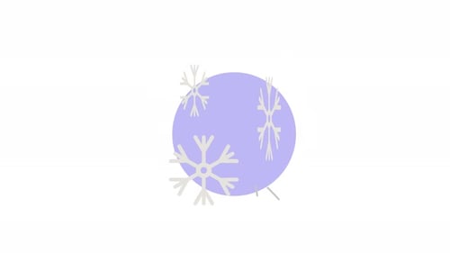 Minimalist Falling Snowflakes on Purple Circle Animation