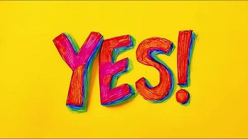 Playful handdrawn yes in vibrant stopmotion animation loop