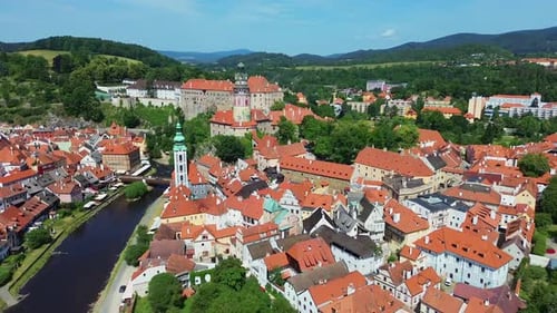 Vista aérea de la ciudad vieja de Česky krumlov