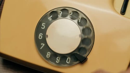 Retro Vintage Phone on Chroma Key Green Screen Rotary Telephone is Displayed on a Wooden Desk Adding