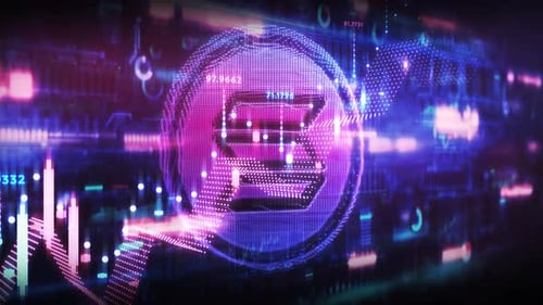 Futuristic Digital Technology Background with Animated Data and Symbol