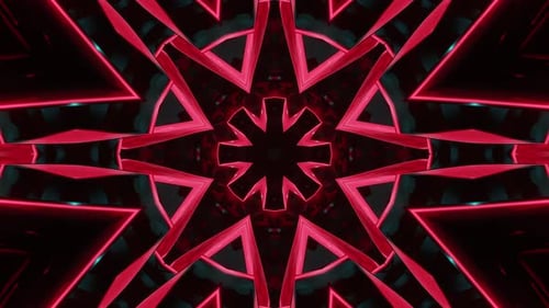 Red and black abstract design with star in the center. Kaleidoscope VJ loop
