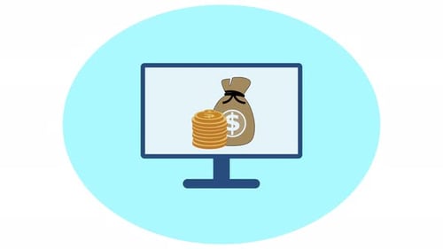 Computer Monitor Money Bag Dollar Coin Animation