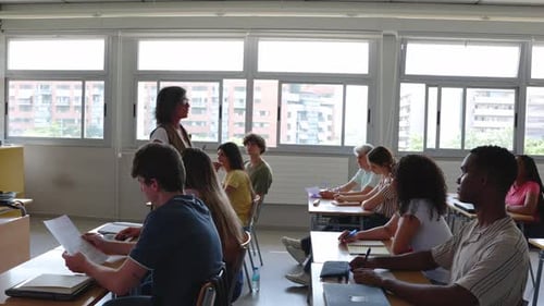 Senior Adult Woman Teaching at High School