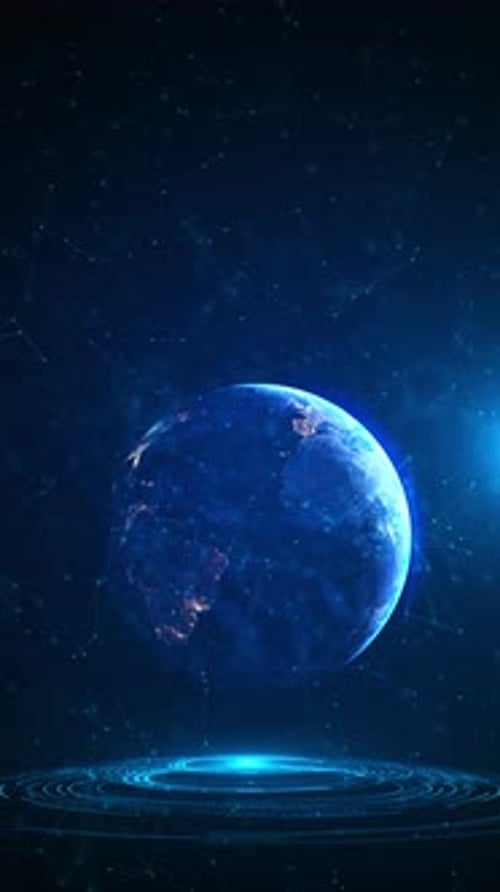 Futuristic Rotating Earth with Digital Network and Connectivity