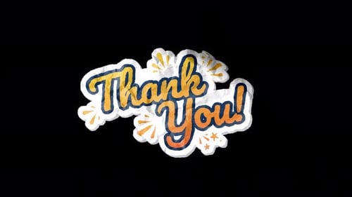 Animated Hand-Drawn Thank You Text Sticker