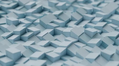Abstraktes 3D-Rendern von Kunstvideoanimationen, Metaobjekte, nahtlose Schleifengeometrie, Muster, blaue Farbe