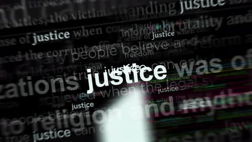 Digital Glitch Text Animation of Justice Word Loop
