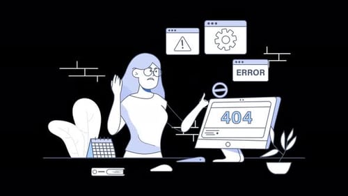 Website Error 404 Page Flat Design Animation