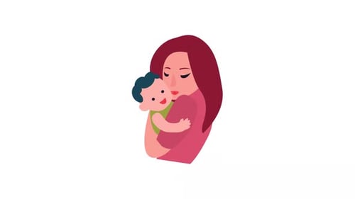 Flat Design Animation of Mother Holding Baby