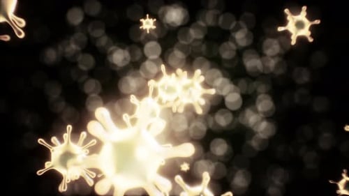 Glowing Abstract Microorganisms Floating Science Background