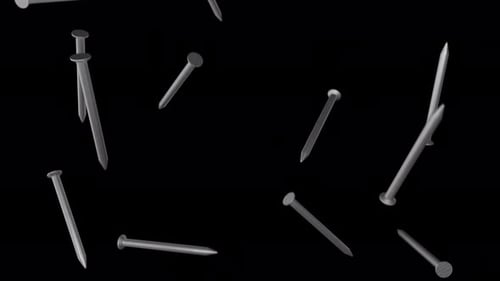 Nail Falling on the Black Background