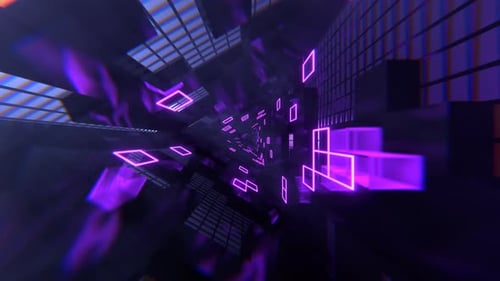 Purple Neon Triangular Sci Fi Tunnel Background VJ Loop l 4K