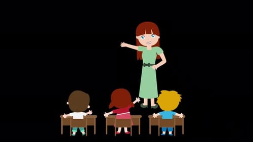 Teacher And Students Animation Alpha Channel 4K