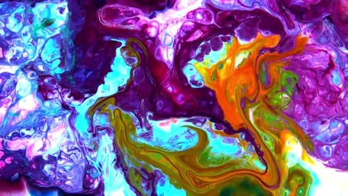 Colorful Fluids Merging in Abstract Motion