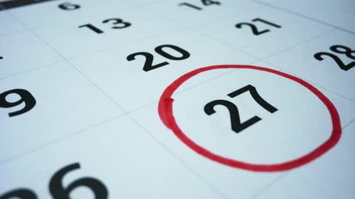 Planning Month Schedule. Business Calendar with Marks. Macro Date of Month