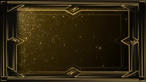 Quadro Art Déco dourado e fundo luxuoso de partículas