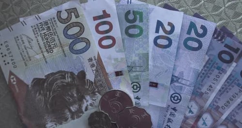 Banknotes Of Different Values Of Hong Kong Dollars
