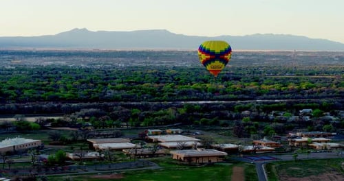 Hot Air Balloon Festival In Albuquerque, New Mexico By Aerial Drone Slow Motion
