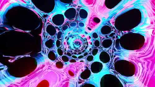 Abstract Neon Pink Blue Swirling Vortex Tunnel Psychedelic Art Digital Design