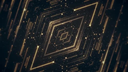 Elegant Golden Geometric Rhombus Line Loop Background