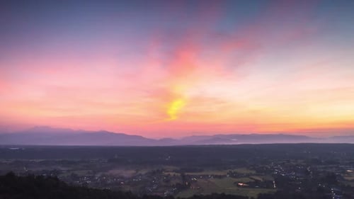 Rural Sunrise Over Vast Landscape From Aerial View