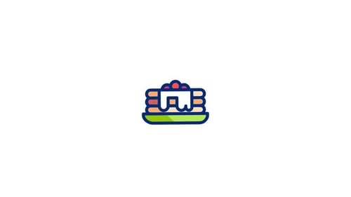 Animated Flat Design Pancakes Icon with Syrup and Steam