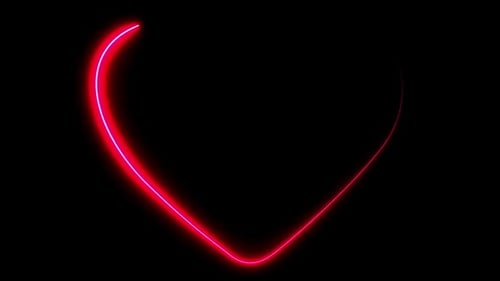 Animated Glowing Neon Heart Outline Reveal