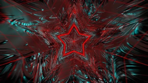 Red And Cyan Star Tunnel Background Loop Animation In 1080Hd