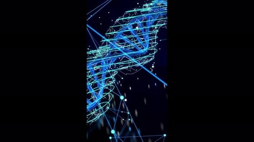 Futuristic Digital DNA Double Helix Rotating Science Background