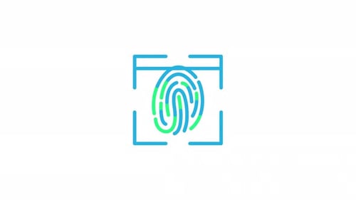 Animated Fingerprint Scan and Checkmark Success Icon