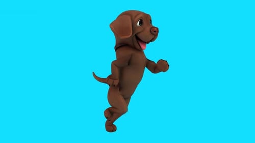 Fun 3D cartoon dog running (with alpha channel)