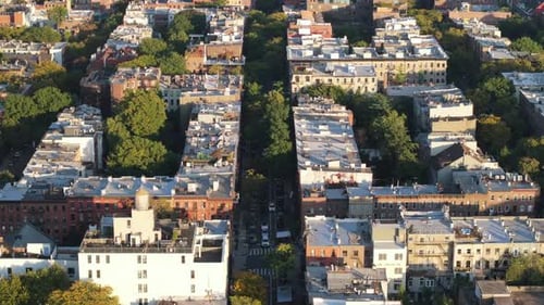 Aerial view of city streets in Brooklyn