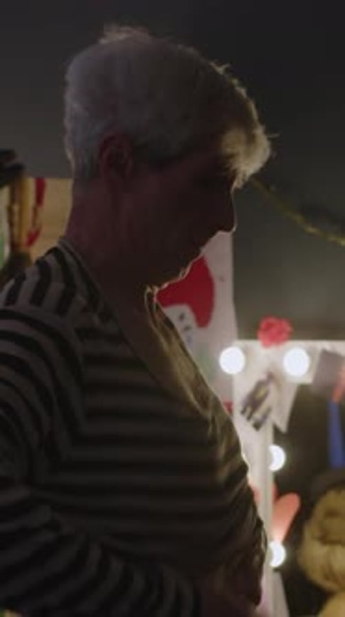 Man Dressing in a Dressing Room, Close Up