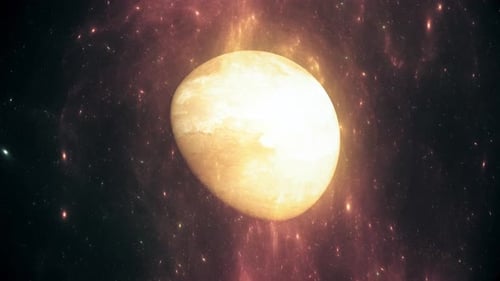 Rotating Abstract Glowing Star or Planet in Cosmic Space