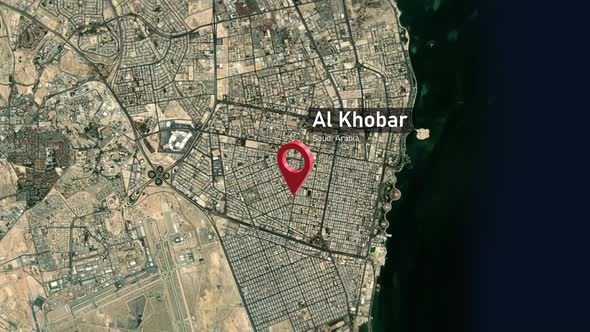 Al Khobar City Map Zoom (Saudi Arabia) from Space to Earth, Backgrounds ...