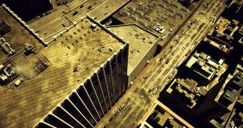 Urban Landscape Showing Busy Streets and Buildings From an Aerial View