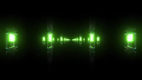 Futuristic Glowing Green Corridor